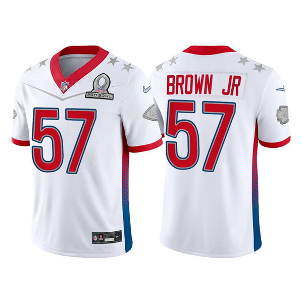 Men's Kansas City Chiefs #57 Orlando Brown Jr. 2022 White Pro Bowl Stitched Jersey Men's Kansas City Chiefs #57 Orlando Brown Jr. 2022 White Pro Bowl Stitched Jersey